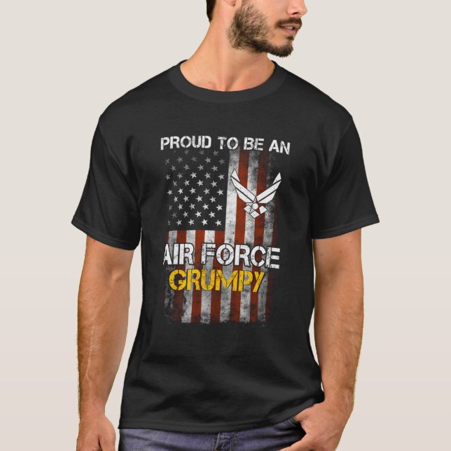 Stolze Luftwaffe Grumpy Funny American Flag T-Shirt (Vorderseite)