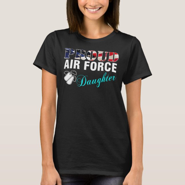  Stolze Luftwaffe-Tochter mit amerikanischer Flagg T-Shirt (Vorderseite)