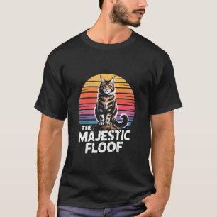 Stolze Maine Coon Katze Floof Retro Sonnenuntergan T-Shirt