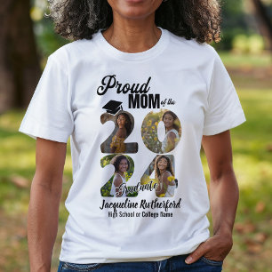Stolze Mama 2024 Graduate Custom Foto Collage T-Shirt