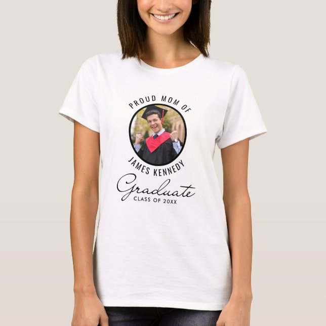 Stolze Mama der Graduate Class of 2025 Foto White T-Shirt (Vorderseite)