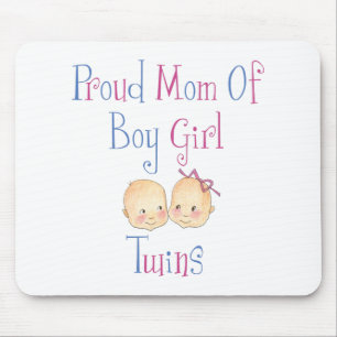 Stolze Mama der Jungen-Mädchen-Zwillinge Mousepad