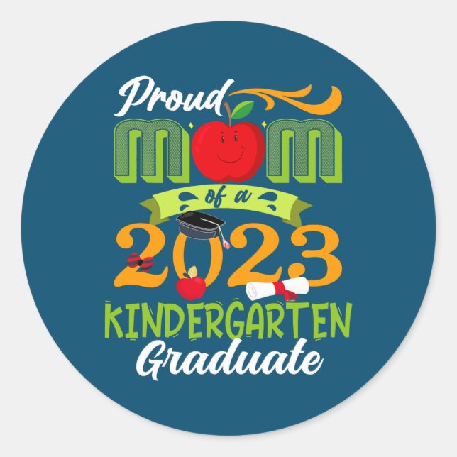 Stolze Mama des Kindergartenstudiums 2023 Runder Aufkleber (Vorderseite)