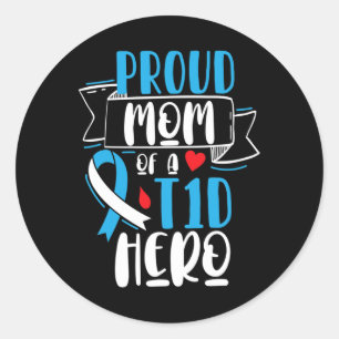 Stolze Mama einer T1d Hero Typ 1 Diabetes Mama Awa Runder Aufkleber