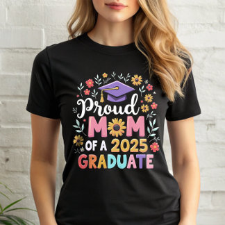 Stolze Mama eines 2025 Absolventen Floral Boho T-Shirt