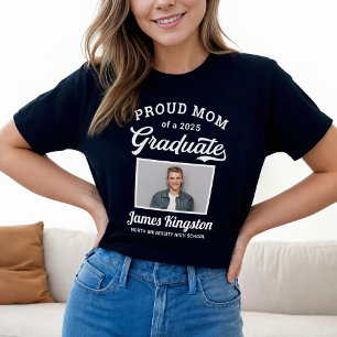 Stolze Mama eines 2025 Graduate Black Custom Fotos T-Shirt