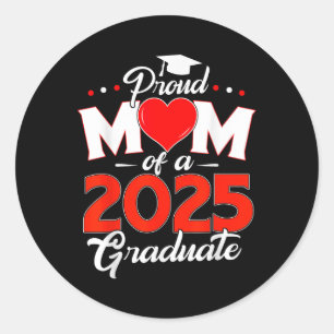 Stolze Mama eines Cl von 2025 Grad Senior 25 Herz Runder Aufkleber