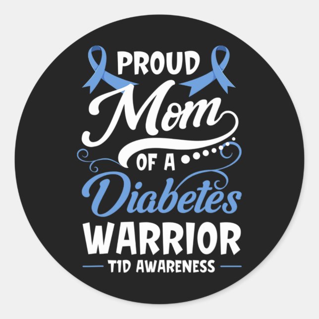 Stolze Mama eines Diabetes-Warrior T1d Runder Aufkleber (Vorderseite)