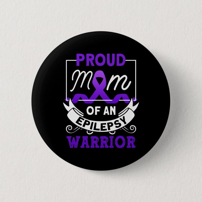 Stolze Mama eines Epilepsie-Krieger-Epilepsie-Awar Button (Vorderseite)
