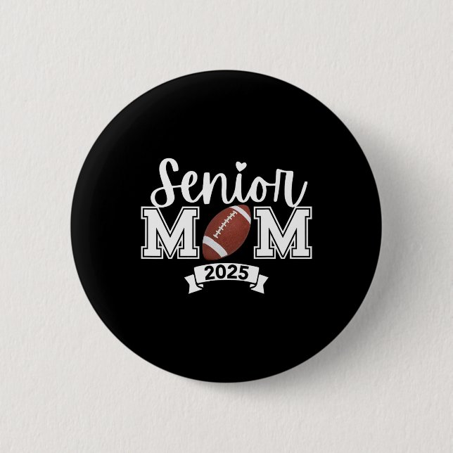Stolze Mama eines Footll Senior 2025 Niedlich Hear Button (Vorderseite)