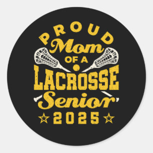 Stolze Mama eines Lacrosse Senior 2025 Gold Runder Aufkleber