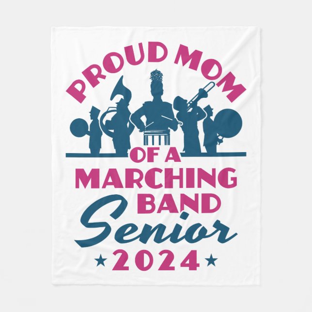 Stolze Mama eines Marching Band Senior 2024 Fleecedecke (Vorderseite)