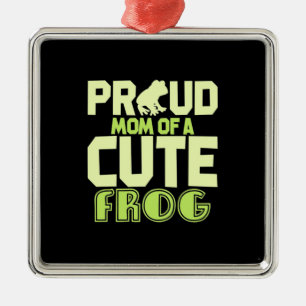 Stolze Mama eines Niedlichen Frosches Ornament Aus Metall