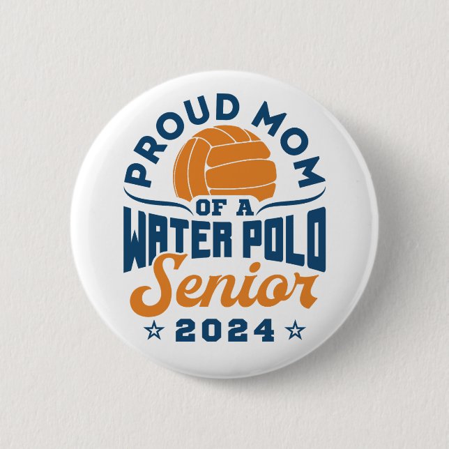 Stolze Mama eines Water Polo Senior 2024 Button (Vorderseite)