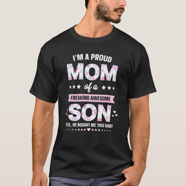 Stolze Mama Geschenke vom Sohn zur Mama Funny Mütt T-Shirt (Vorderseite)