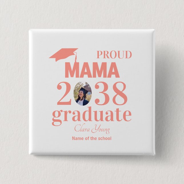 Stolze Mama personalisierter Abschluss Button (Vorderseite)