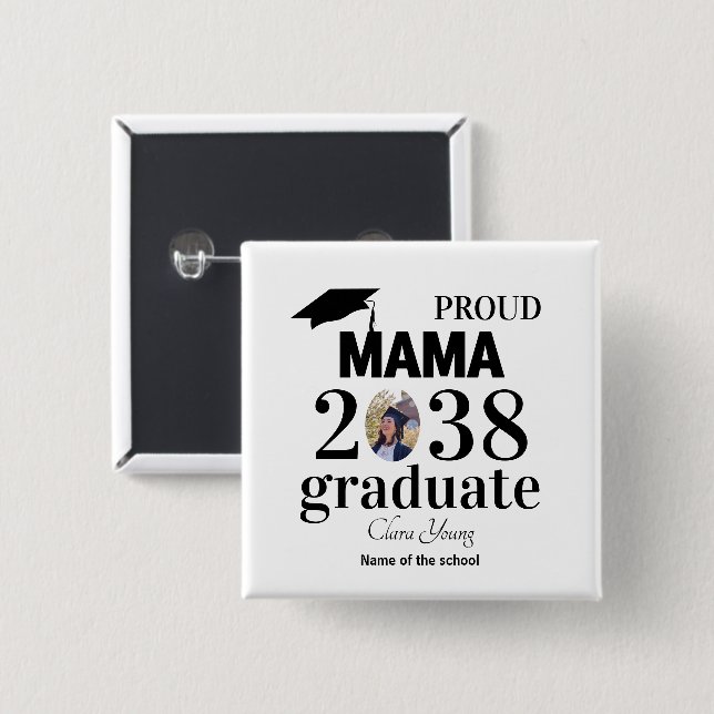 Stolze Mama personalisiertes Abschlusshemd Button (Vorne & Hinten)