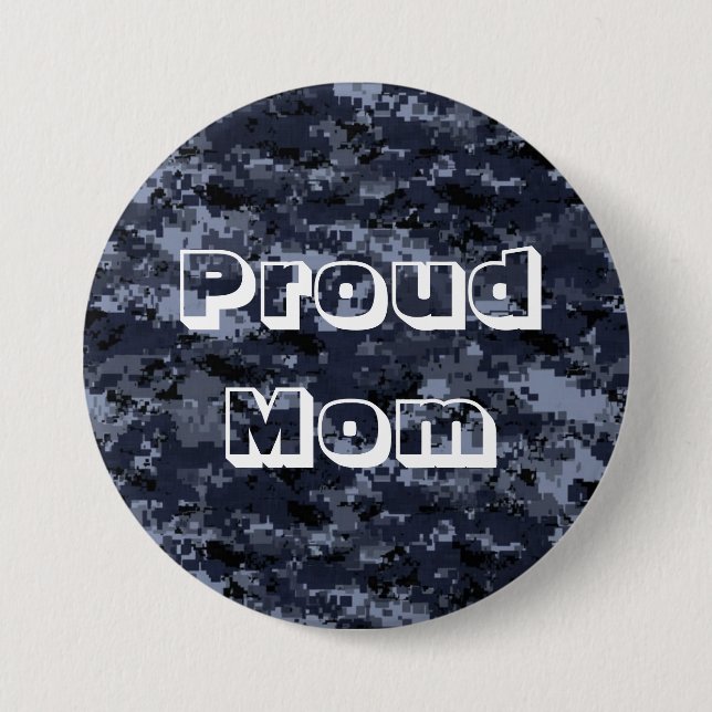 Stolze Mama U.S. Military Blue Camouflage Button (Vorderseite)