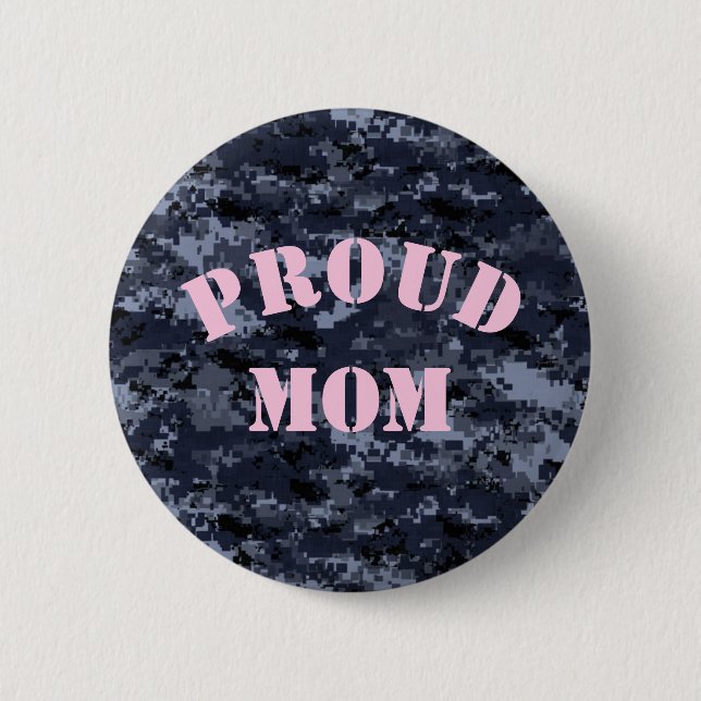Stolze Mama U.S. Military Blue Camouflage Button (Vorderseite)