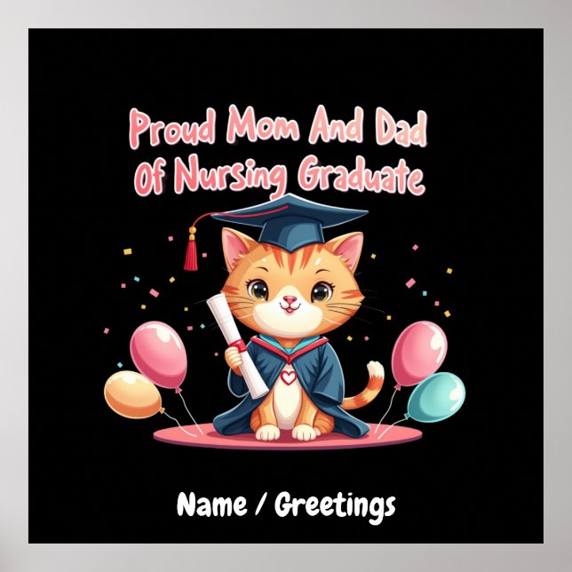 Stolze Mama und Vater eines Krankenpflegestudiums  Poster (Vorne)