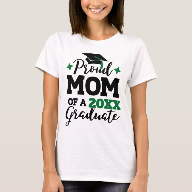 Stolze Mama von 2022 Graduierte schwarz-grüne Mütz T-Shirt (Vorderseite)