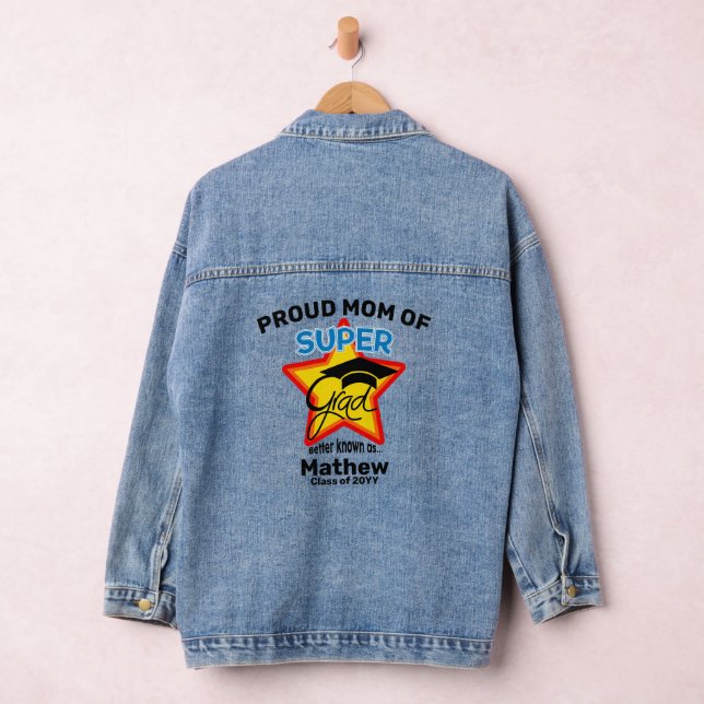 Stolze Mama von Super Grad-Editable Text Jeansjacke (Hangar)