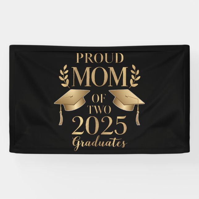 Stolze Mama von zwei 2025 Graduate Twins Banner (Horizontal)