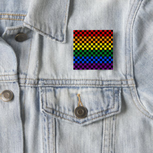 Stolze Muster Rainbow-Schachbretter Button