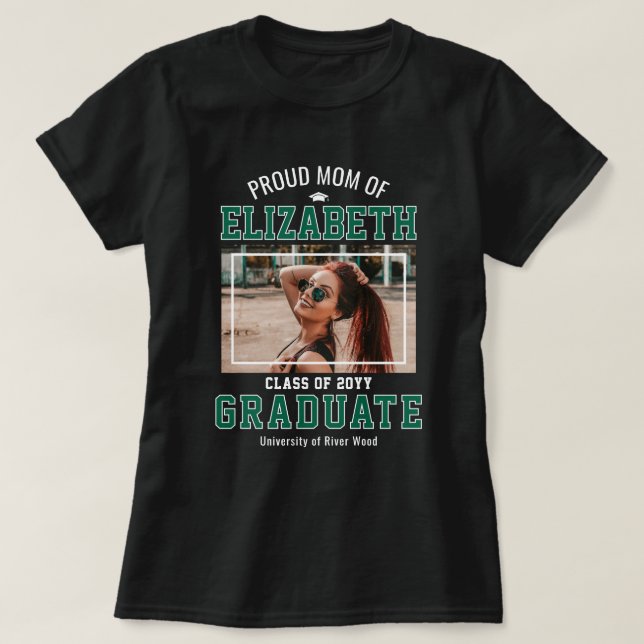 Stolze Mutter Foto Absolventin Mutter Grün T-Shirt (Design vorne)