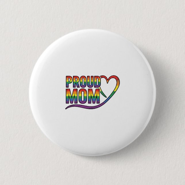 Stolze Mutter Regenbogen Herz Vintage Gravur Desig Button (Vorderseite)