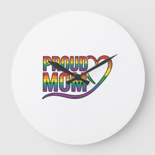Stolze Mutter Regenbogen Herz Vintage Gravur Desig Große Wanduhr