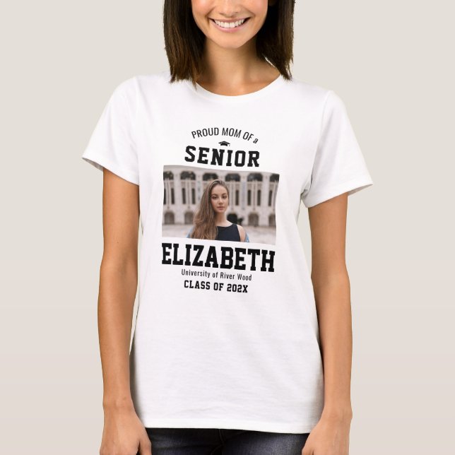 Stolze Mutter Senior Custom Jahr Absolvent Eltern T-Shirt (Vorderseite)