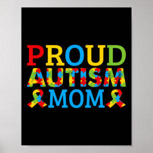 Stolze Mutter trägt farbige Puzzleteile für Autism Poster