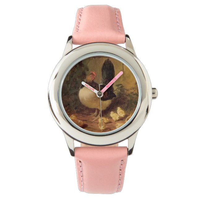 Stolze Mutterhenne und ihre Hühner (Baby Chickens) Armbanduhr (Vorderseite)