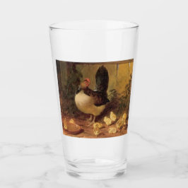 Stolze Mutterhenne und ihre Hühner (Baby Chickens) Glas