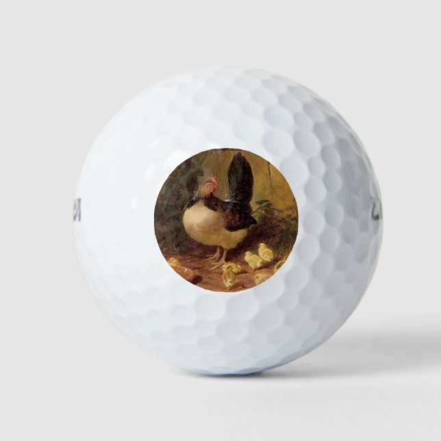 Stolze Mutterhenne und ihre Hühner (Baby Chickens) Golfball (Vorderseite)