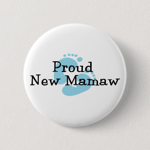 Stolze neue Mamaw Baby Jungen Fußabdrücke Button