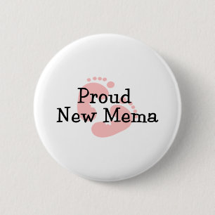 Stolze neue Mema Baby Mädchen Fußabdrücke Button
