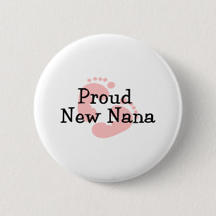 Stolze neue Nana-Baby-Mädchen-Fußabdrücke Button