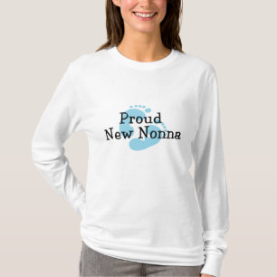 Stolze neue Nonna Babyjunge Fußabdrücke T-Shirt