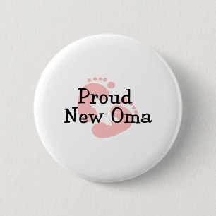 Stolze neue Oma Baby Mädchen Fußabdrücke Button