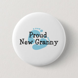 Stolze neue Oma Baby Mädchen Fußabdrücke Button