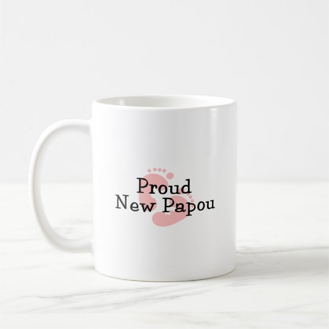 Stolze neue Papou Baby-Abdrücke Kaffeetasse (Links)