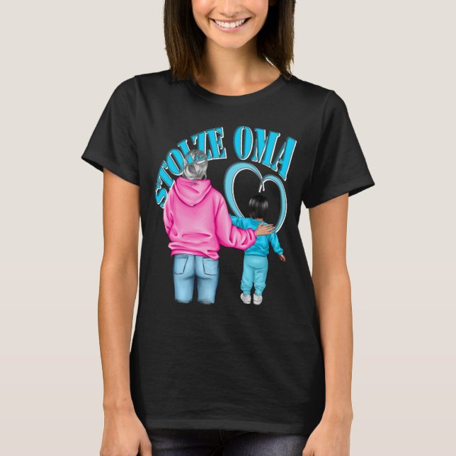 stolze Oma Enkel Herz Junge blonde Haare T-Shirt (Vorderseite)