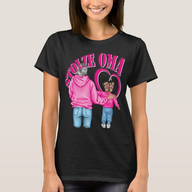 stolze Oma Enkelin Herz T-Shirt (Vorderseite)