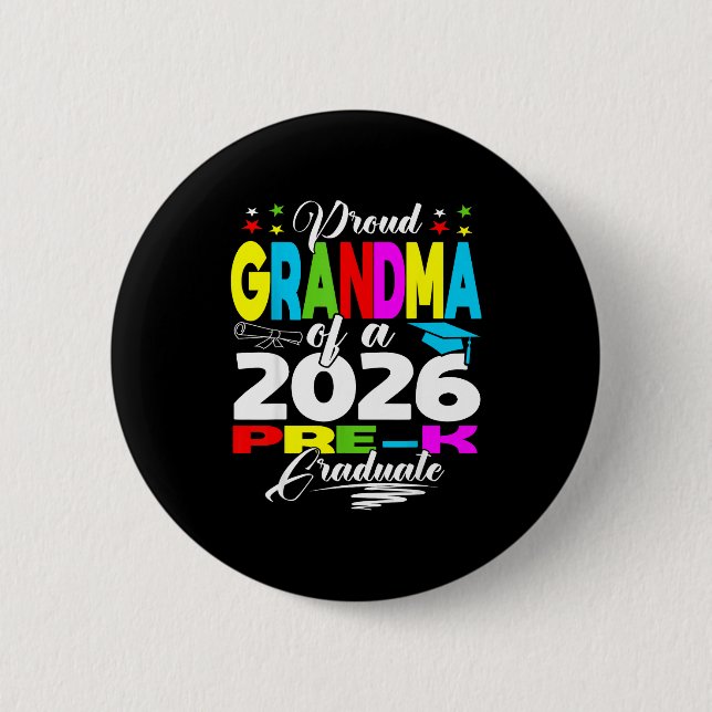 Stolze Oma von 2026 Vorschulabsolventin Muttertag Button (Vorderseite)