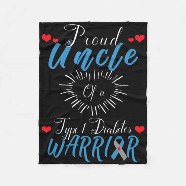 Stolze Onkel eines Typ 1 Diabetes Warrior Bewussts Fleecedecke (Vorderseite)