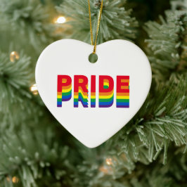 Stolze Regenbogen-Retrofarben Gay-Herz Weihnachten Keramik Ornament
