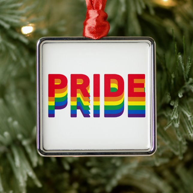Stolze Regenbogenfarben Gay Lgbtq Weihnachten Ornament Aus Metall (Baum)