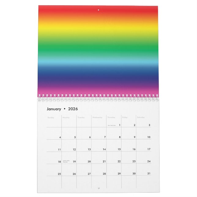 Stolze Regenbogenfarben Gays-lgbt-Fahne cool Kalender (Jan 2026)